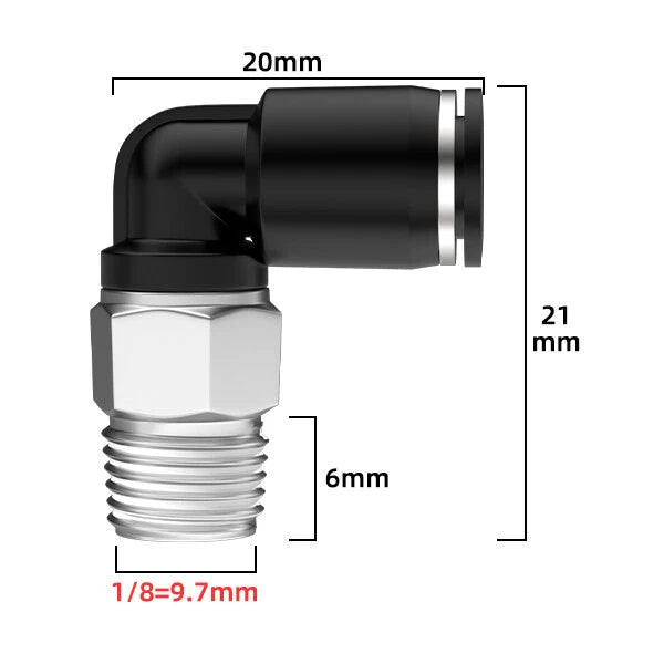 Male Thread Elbow Push-in Pneumatic Fitting | Micro Swivel Air Hose Connector