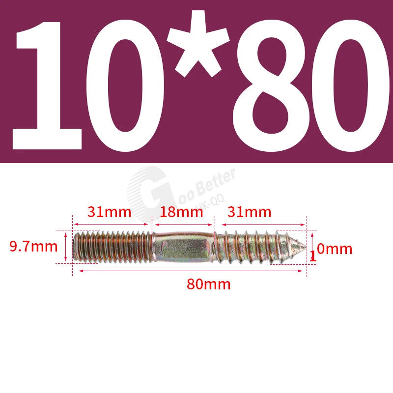 M6 M8 M10 4.8 STEEL WOOD TO METAL DUAL THREAD DOWEL SCREWS HANGER BOLTS