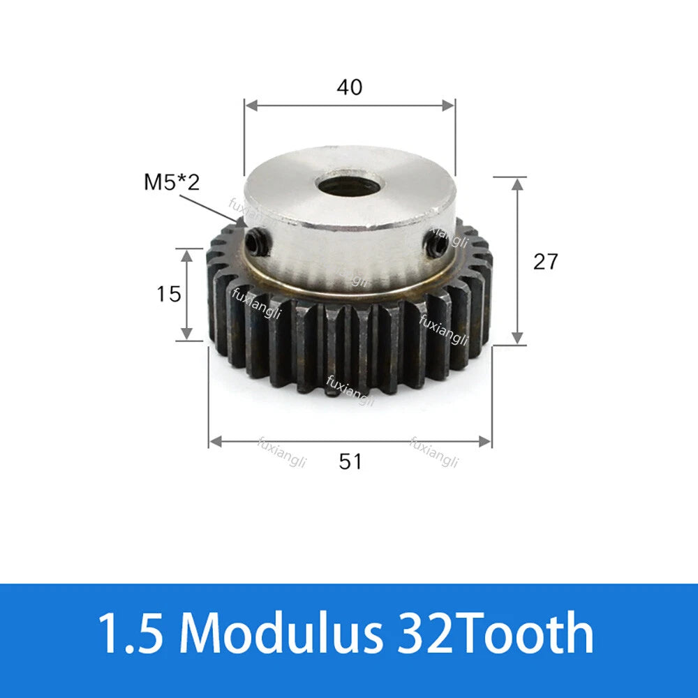 1.5 Modulu 12T-40T Spur Gears pitch 4.71mm 45# Steel With Step Pinion Motor Gear