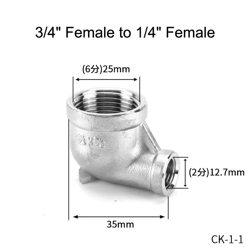 Stainless Steel BSP Reducer 90° Elbow Fittings — 1/8" to 1" Male & Female