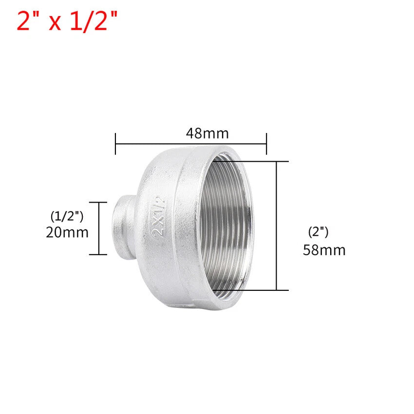 BSP Female Pipe Fittings Reducer Adapter, 304 Stainless Steel, 3/8" to 2"