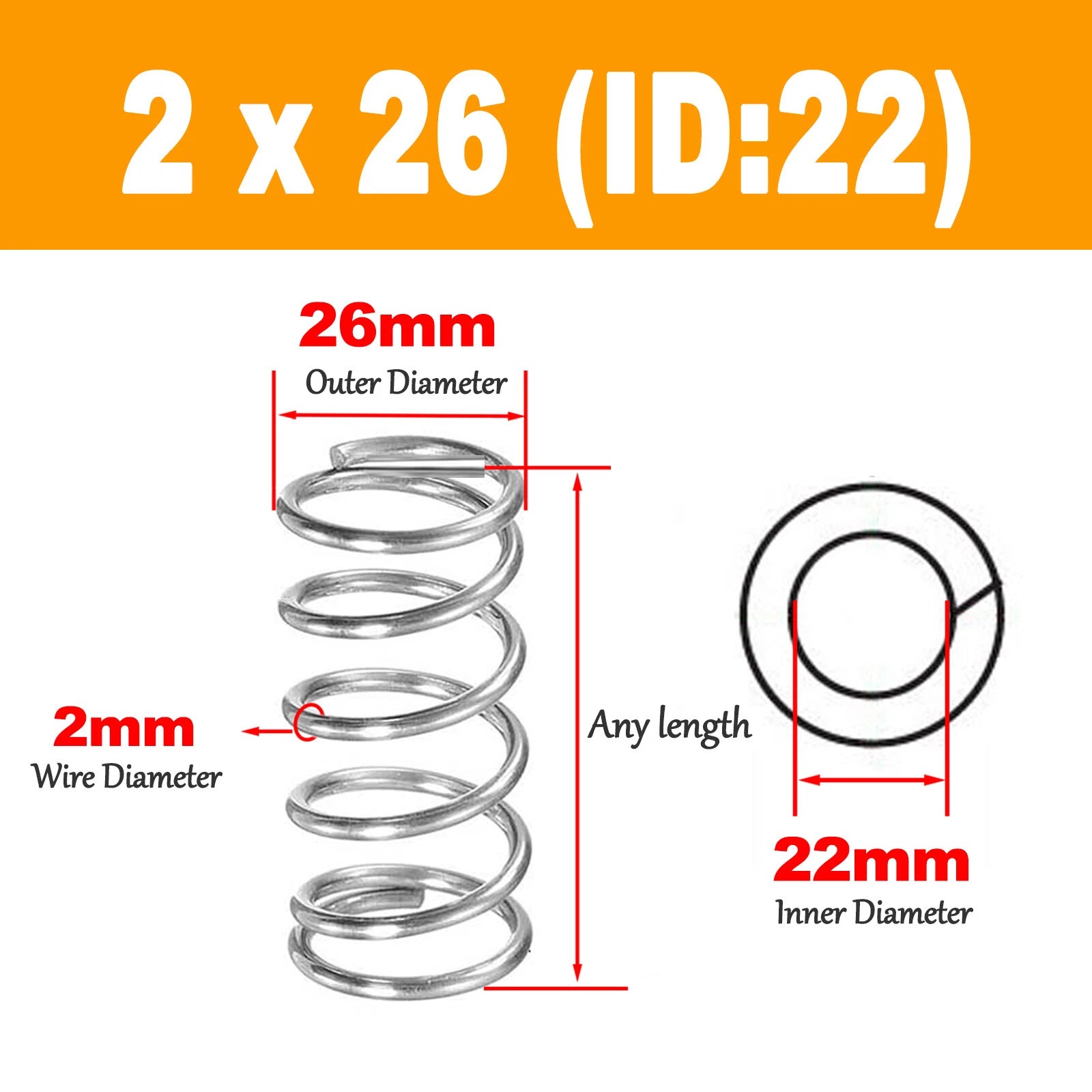 Compression Spring Various Size 22-35mm Diameter & 10-120mm Length Pressure Smal