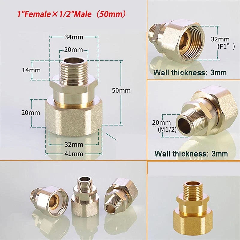 Brass Compression Fittings — Straight Coupling & Elbow Connector, 1/2" 3/4" 1" Female/Male