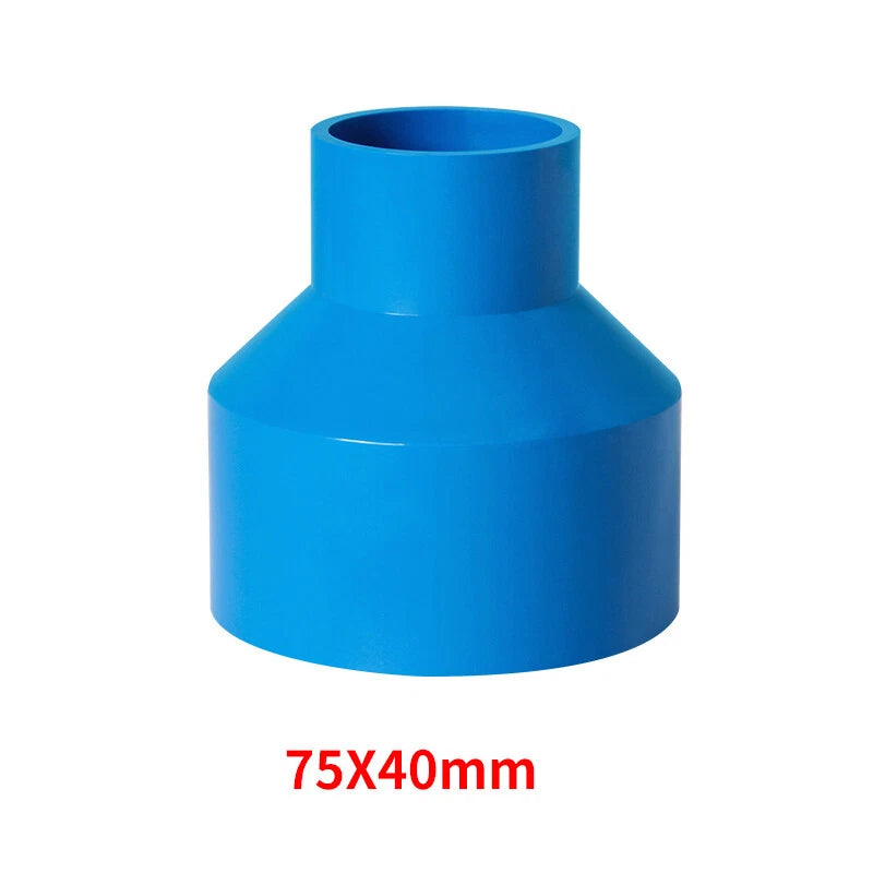 PVC Pipe Reducing Plumbing Concentric Connector 25-90mm Coupling Fittings Blue