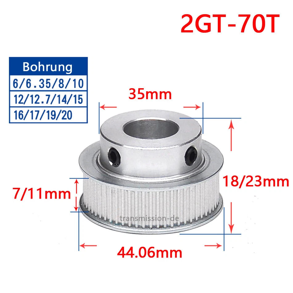 16T - 100T Synchronous Wheel GT2 Timing Belt Pulley for 10 mm width Drive Belts