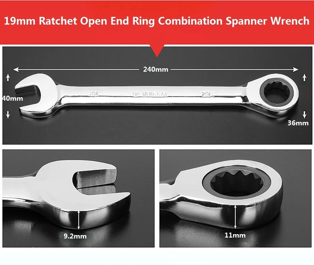 Ratchet Open End Ring Combination Spanner Wrench Set Automotive Tool 6mm-24mm