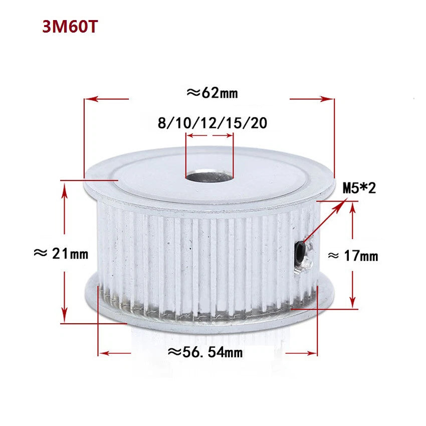 HTD-3M 14-72T Timing Belt Pulley Pitch 3mm AF-type Drive Pulley Teeth Width 16mm