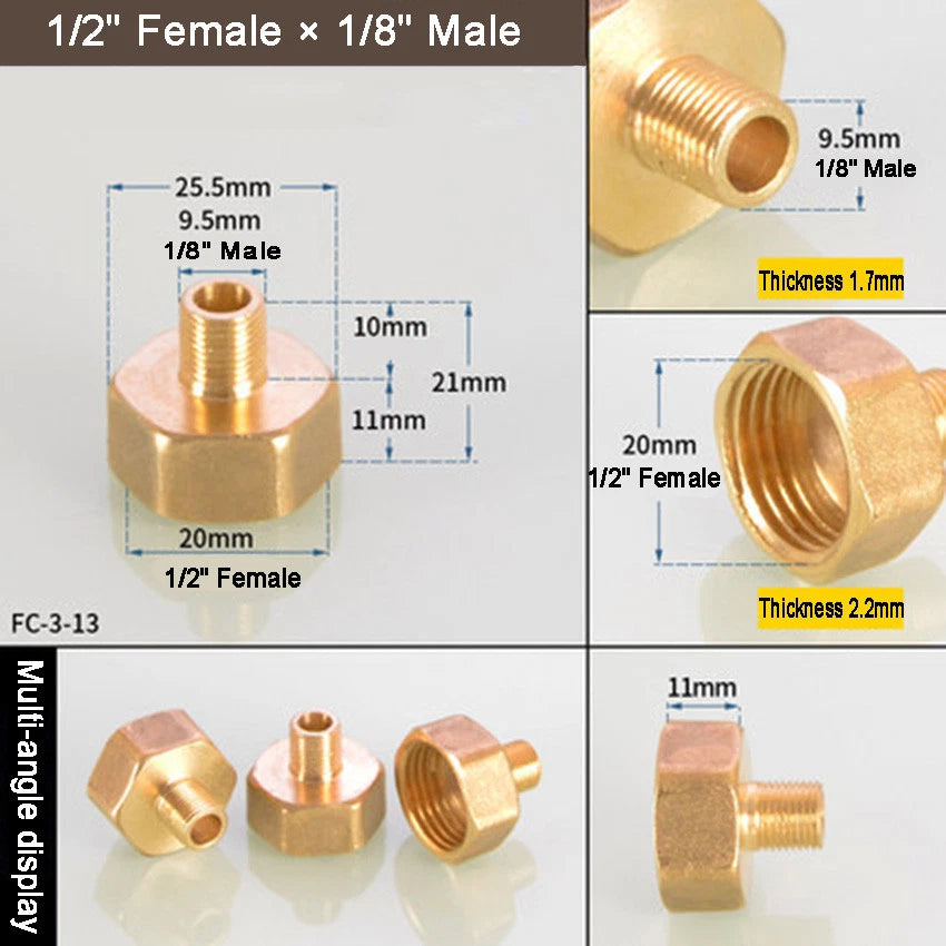 Brass BSP Reducing Bush — Male × Female Straight Pipe Fitting