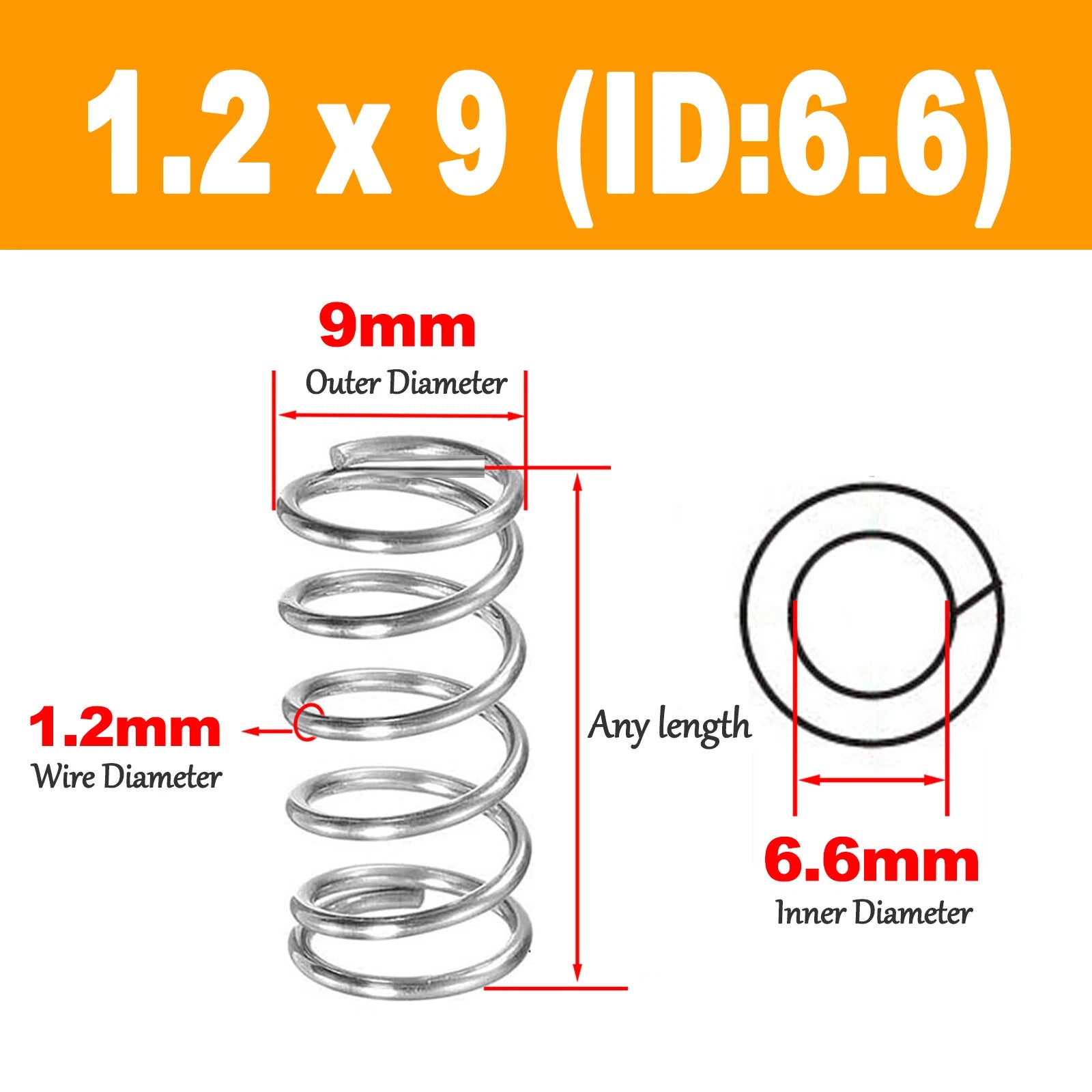 New Compression Spring Springs,1.2mm Wire Dia,You Choose Size And Length Diamete