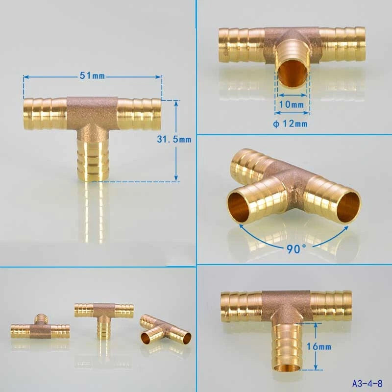 Brass Hose Joiner Fittings — Straight, Y, T & 4-Way Connectors | 6mm–19mm
