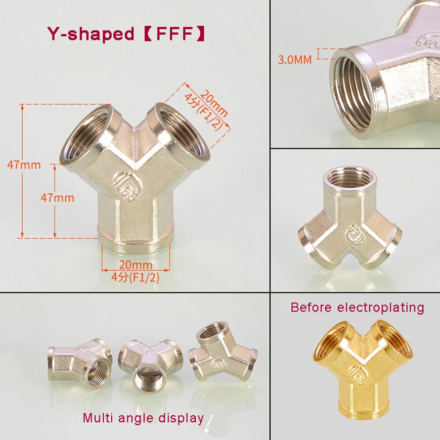 BSP 1/2" Brass Pipe Fittings – Tee, Elbow, Cross & Y-Connector