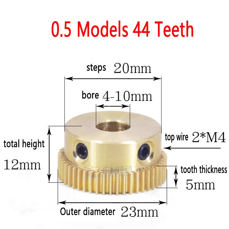 Mod 0.5 Brass Pinion Gear Spur Gears 20-60 Teeth 4-15mm Bore With Screw Hardened