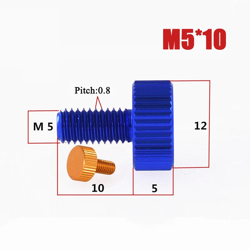 M2–M6 Aluminum Alloy Knurled Thumb Screws | Hand-Tighten Knob Bolts, 10 Colors
