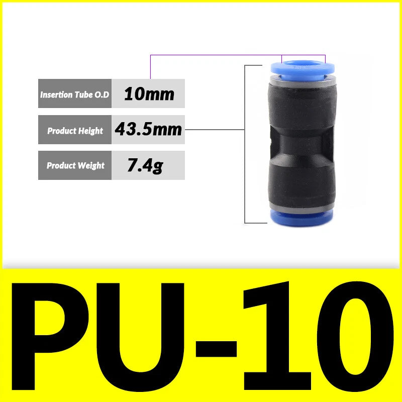 Pneumatic Push-In Fittings — PG / PU / PE Air & Water Hose Connectors, 4mm–16mm