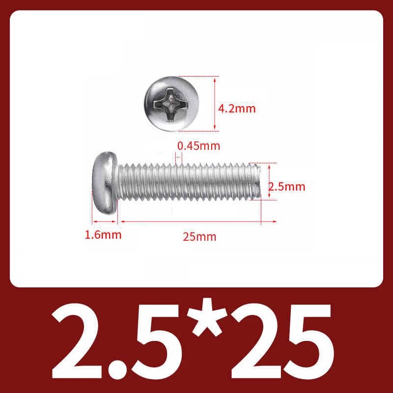 M2.5 Pozi Pan Head Machine Screws A2 Stainless Steel — Multiple Lengths - HomeDIYer