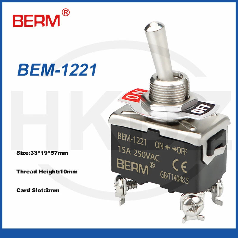Metal Toggle Switch 250VAC 15A — SPST / SPDT / DPST / DPDT Panel Mount Flick Switch