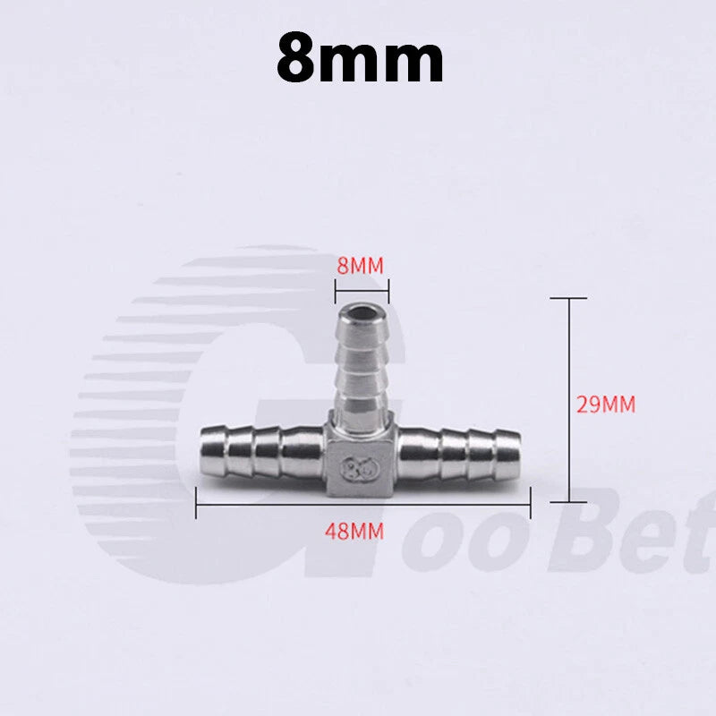 Stainless Steel Barbed Hose Connector — T-Piece & Y-Piece, 6mm–25mm