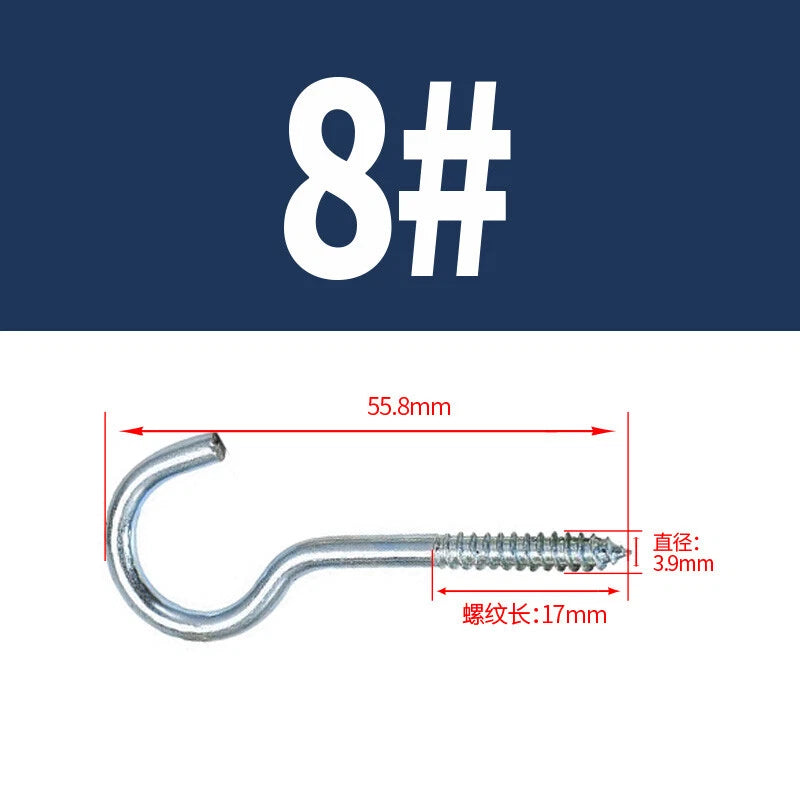 Zinc Screw Eyes & Hooks — Metric Wood Thread, 16–105mm, Hook & Eye with Optional Wall Plug