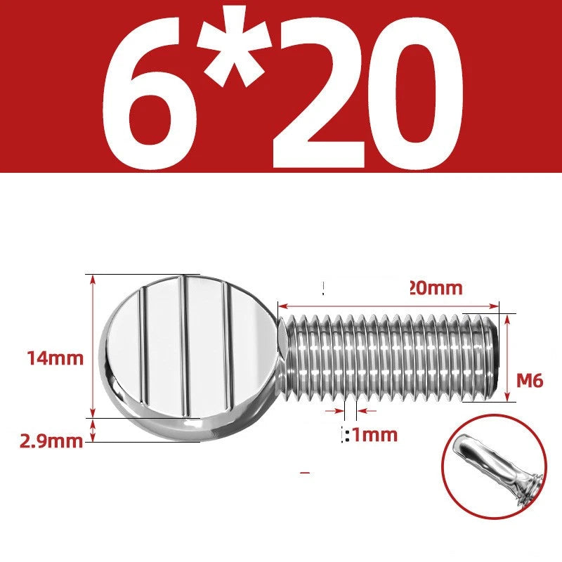 M4–M10 & 1/4"-5/16" Spade-Head Thumb Screws – A2 304 Stainless Steel, Tool-less Hand Grip