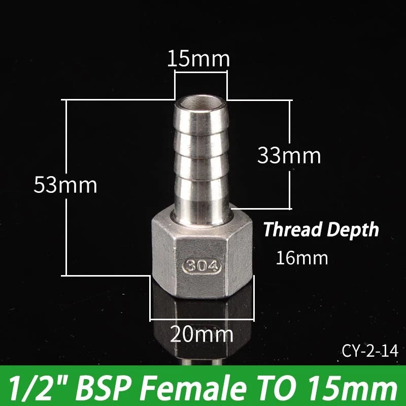 Stainless Steel Hosetails,Bsp Thread Hose Tail Barb Connector 1 8-1" Female Male