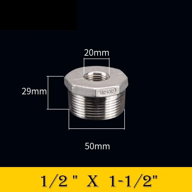 304 Stainless Steel Reducing Bush Adaptor | Male to Female NPT Pipe Fitting
