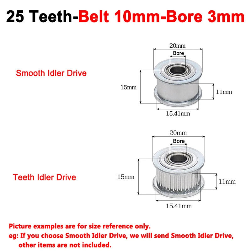 2GT Smooth-Tooth Idler Pulley 16Tooth - 40Tooth Bore 3mm 4mm 5mm 6mm 7mm 8mm