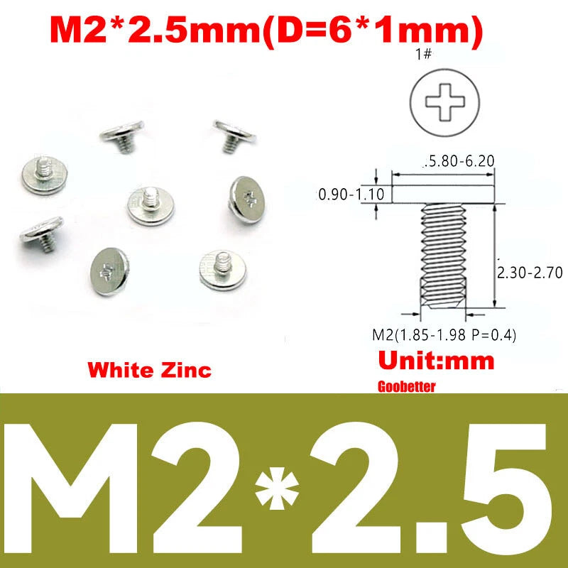 CM2/CM2.5/CM3/CM4 Ultra Thin Wafer Flat Head Phillips Screws – For Laptop & Computer Repair (M2–M4)