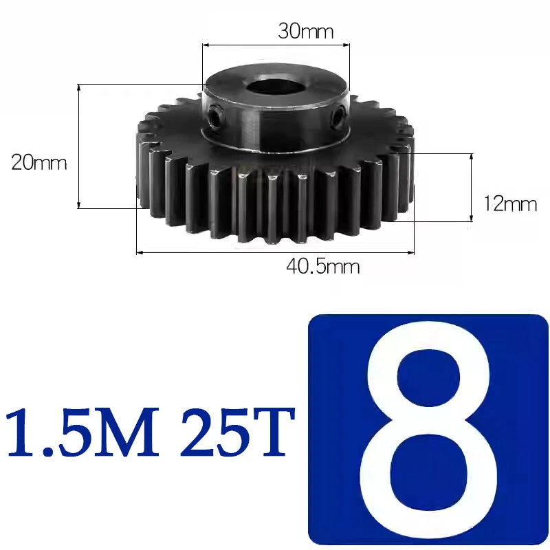 Spur Gears 1.5 Mod Transmission Gear With Step 45#Steel Pinion Motor Gear 15~50T