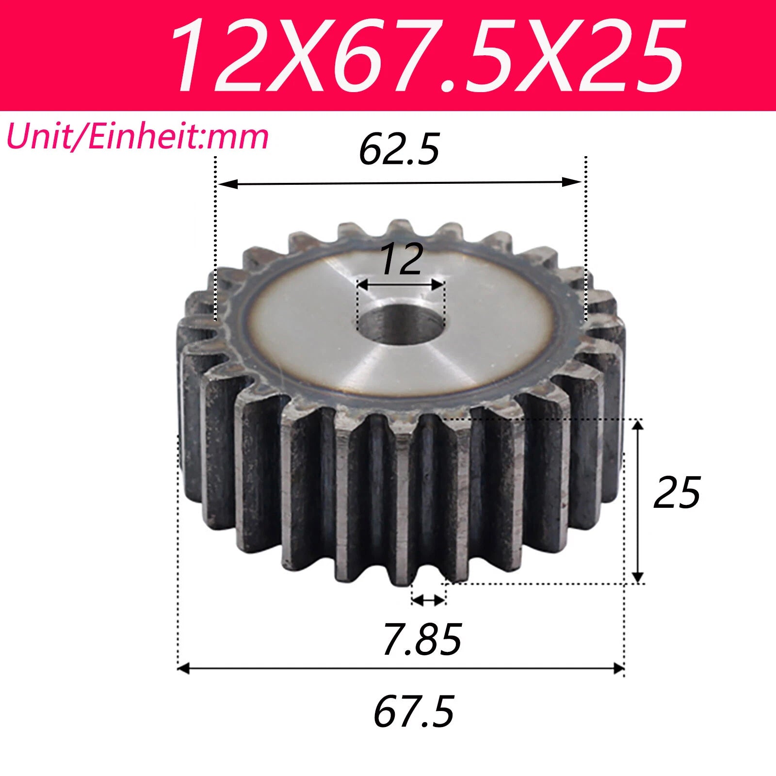 2.5 Modul 45# Steel Spur Gears Pinion Gear Thick 25mm 10-80 Teeth For 3D CNC