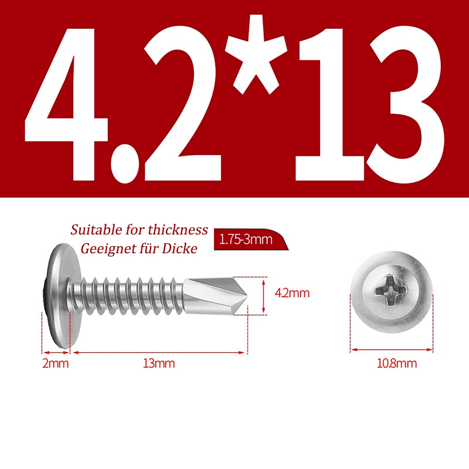 Self Drilling Wafer Head Screws – 304/410 Stainless & Galvanized Steel, M4.2 M4.8