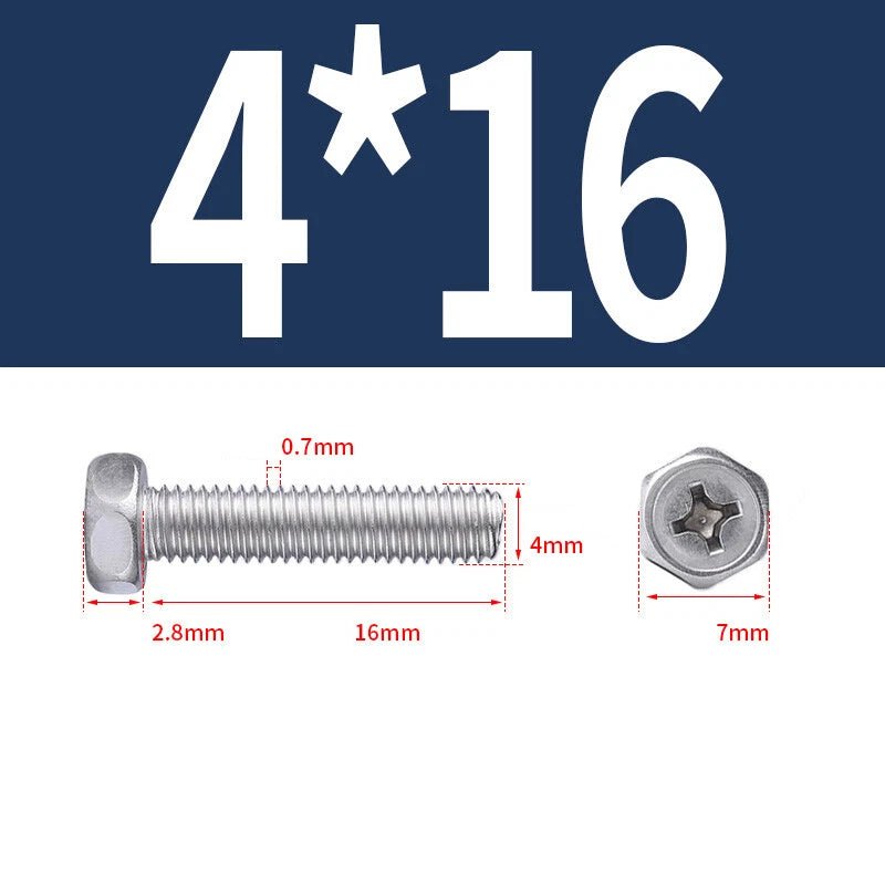 A2 Stainless Steel Hex Head Machine Screws – M3 M4 M5 M6 M8, Fully Threaded (304 Grade) - HomeDIYer