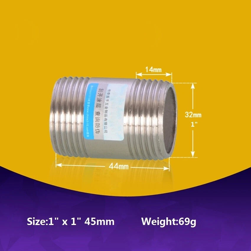 Stainless Steel BSP Male Threaded Double Nipple Pipe Extension Fitting | 1/2" 3/4" 1"