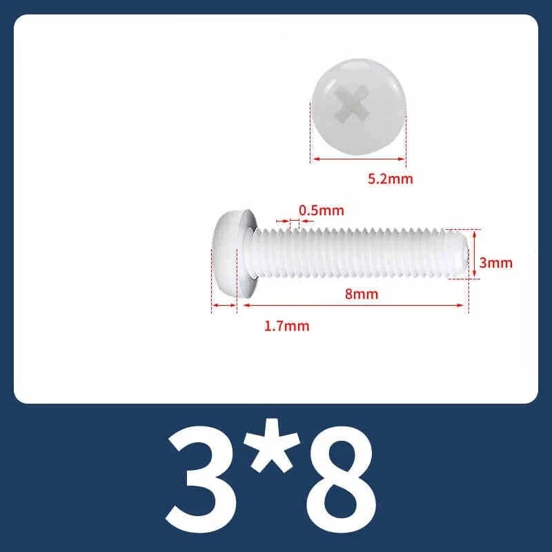 White Nylon Phillips Pan Head Machine Screws – M2 to M8, Non‑Conductive & Corrosion‑Free (PA66)