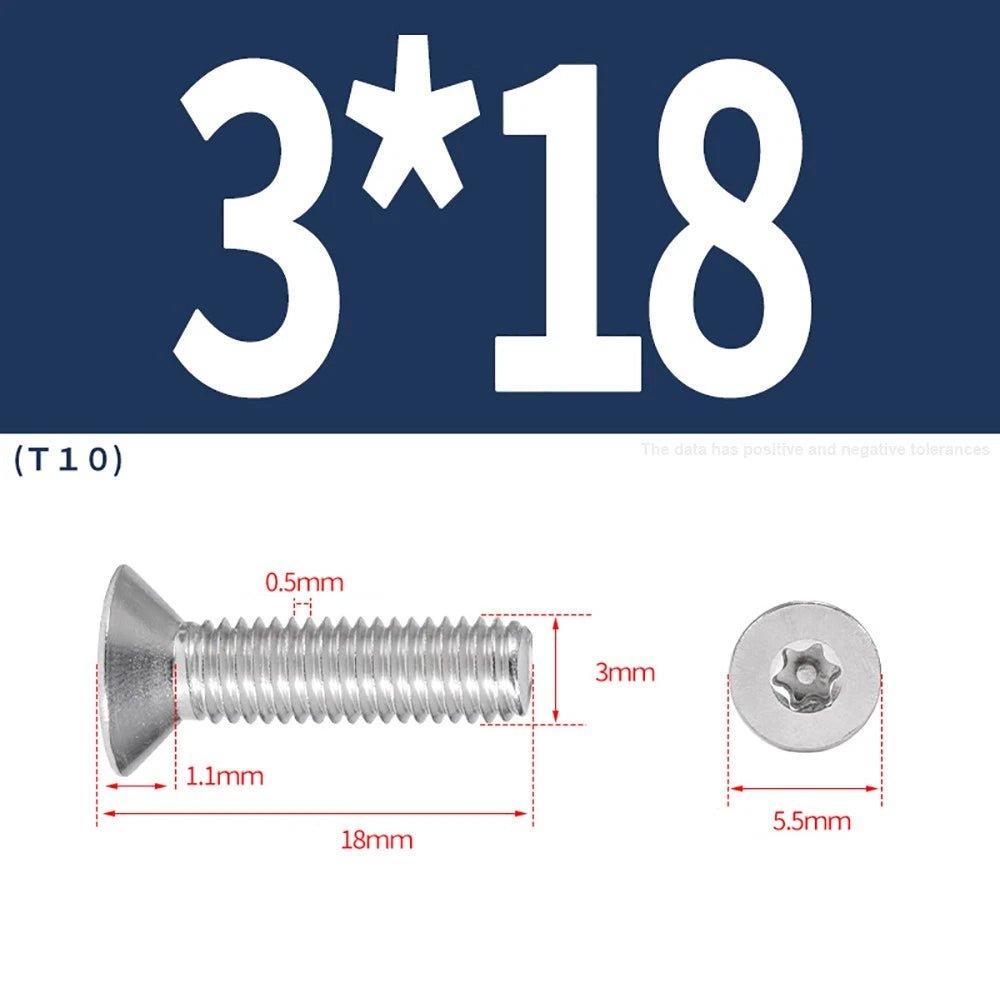M3–M8 Pin Torx Countersunk Flat Head Machine Screws | A2 Stainless Steel - HomeDIYer
