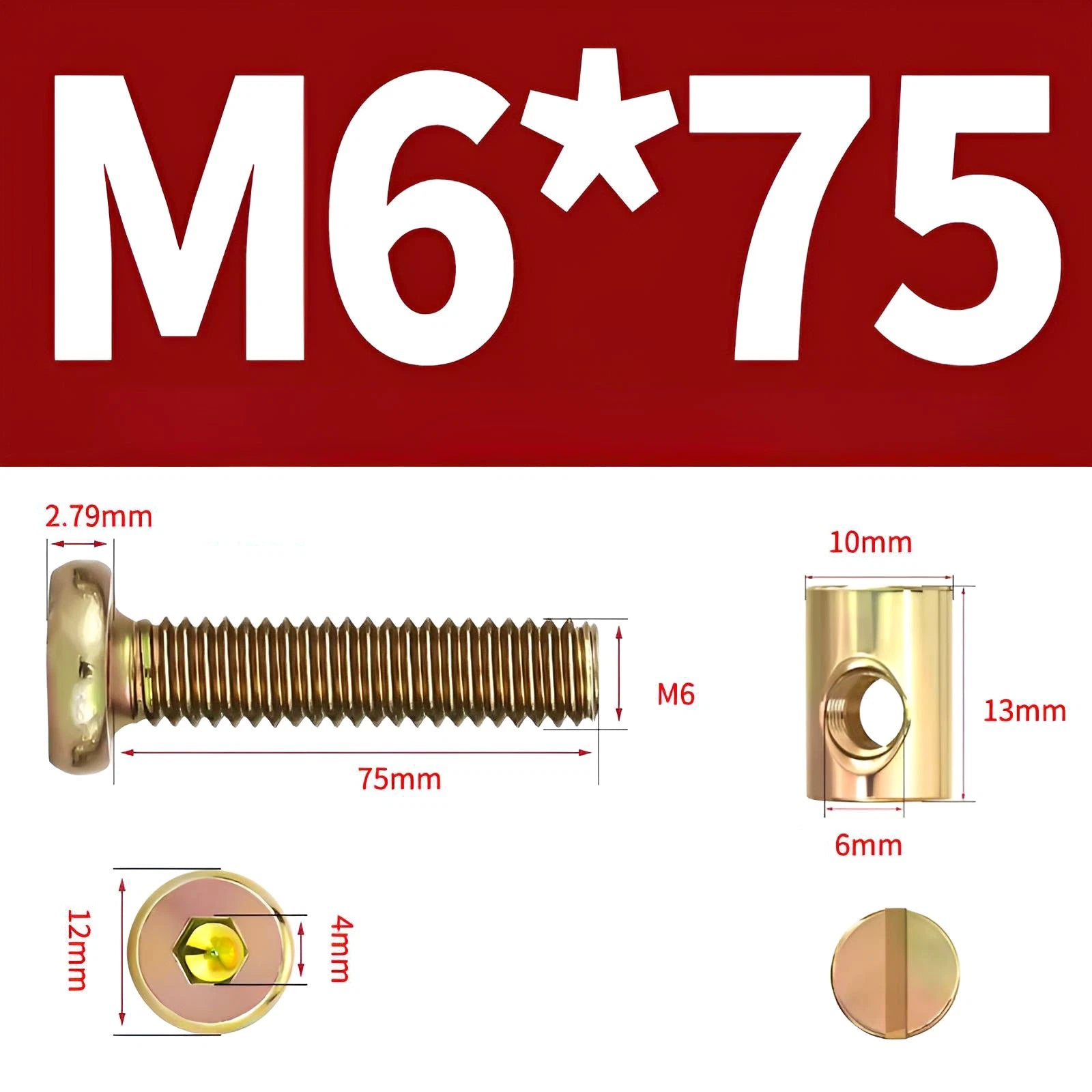 M6 M8 Galvanised Furniture Connecting Bolts with Barrel Nuts | Slotted & Phillips | 8mm–120mm
