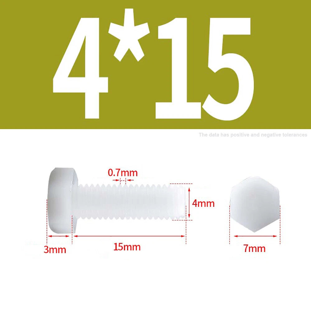 M3–M12 White Nylon Hex Bolts | Plastic Hexagon Head Machine Screws DIN 933