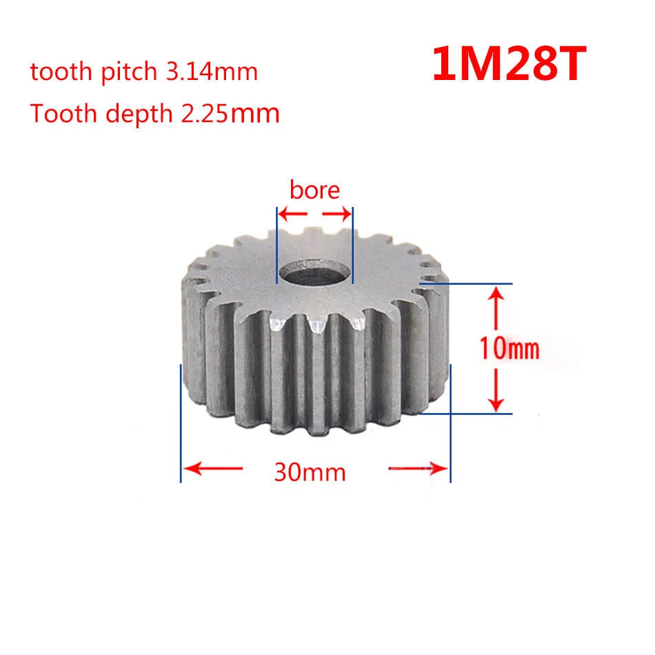 1 Mod Spur Gear 10T - 150T Tooth pitch 3.14mm 45# Steel Metal Gear for Motor