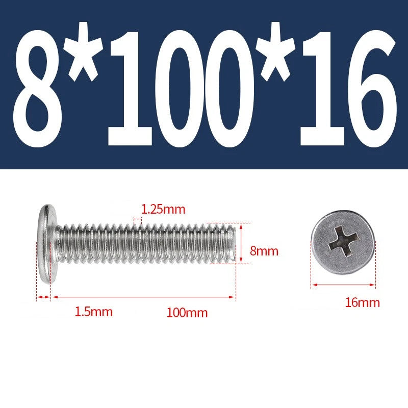 M1–M8 Ultra Thin Flat Head Phillips Machine Screws – A2 Stainless Steel, Fully Threaded