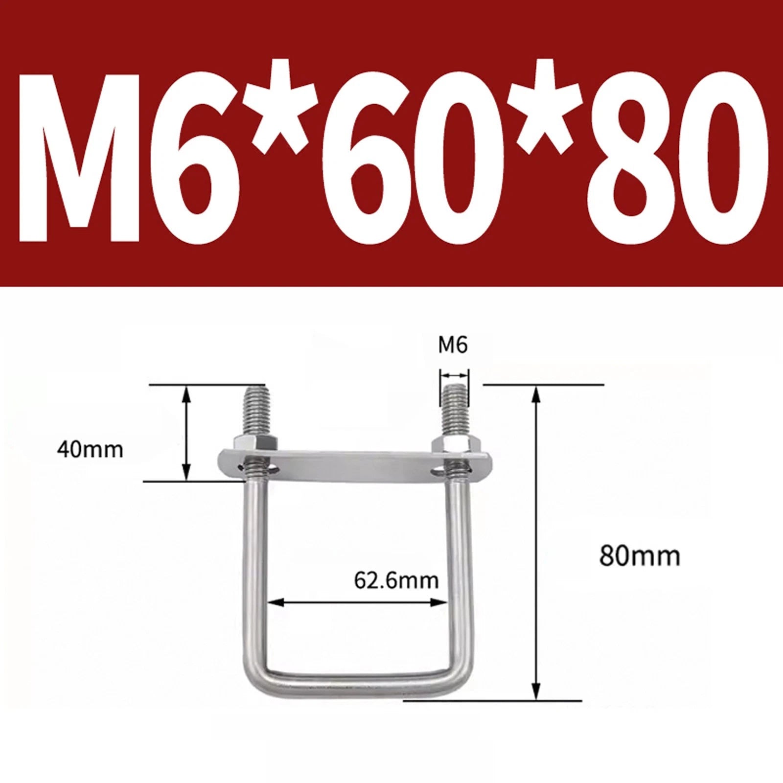 M6 M8 M10 M12 U Bolt Plates & Nuts Standard U-Bolts Stainless Steel 304 Trailer