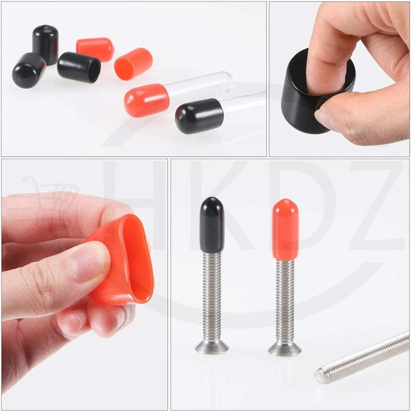 PVC End Caps for Screws, Bolts, Rods, Tubes & Cables – Thread Cover Protector, Rubber Plastic Caps (12-114mm, Multiple Colors)