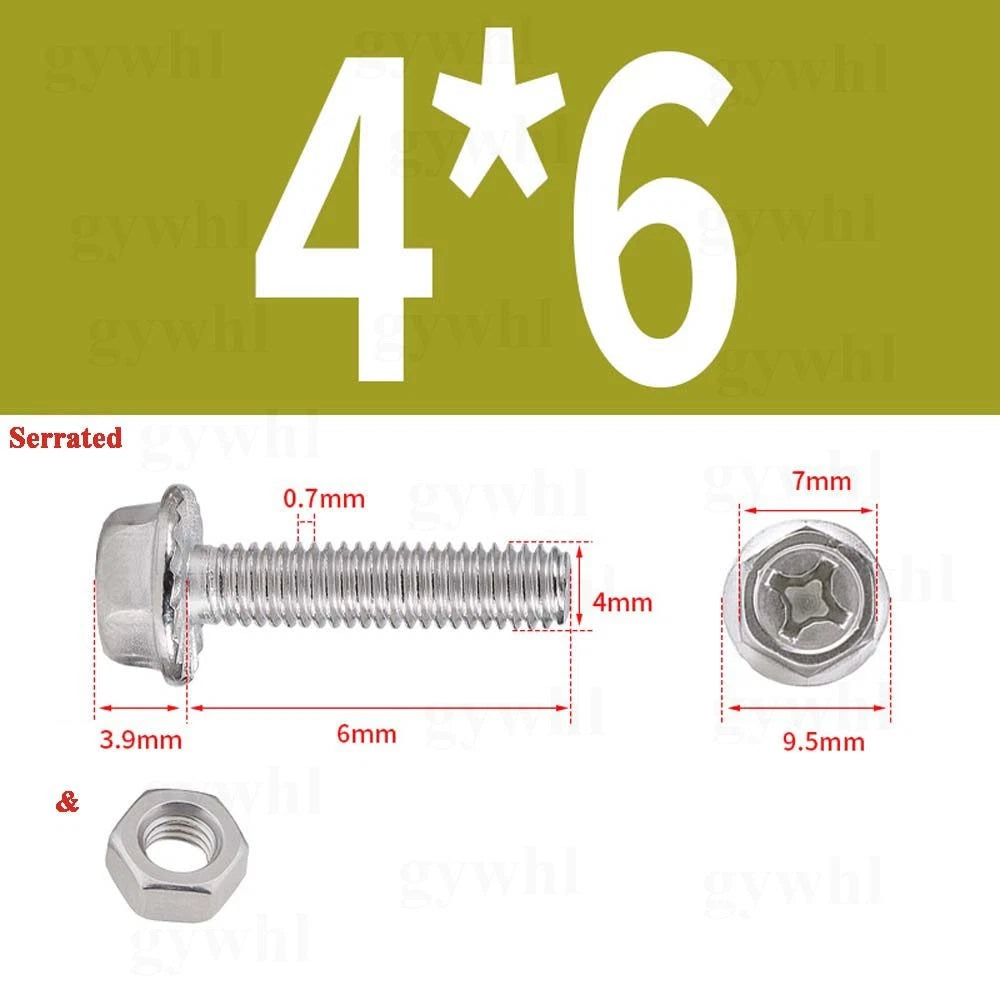 Phillips Hex Flange Bolts with Hex Nuts — Serrated & Smooth, M3–M8