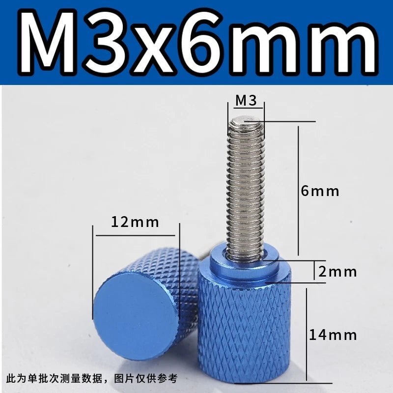 M3 Knurled Thumb Screws – Colored Anodized Aluminum, 6mm to 100mm, 10 Colors - HomeDIYer