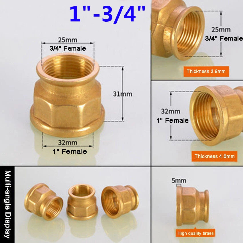 Female Thread Brass Coupling Adapter — Straight & Reducer Pipe Fittings