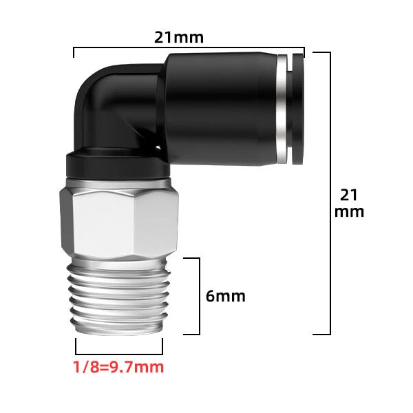 Male Thread Elbow Push-in Pneumatic Fitting | Micro Swivel Air Hose Connector