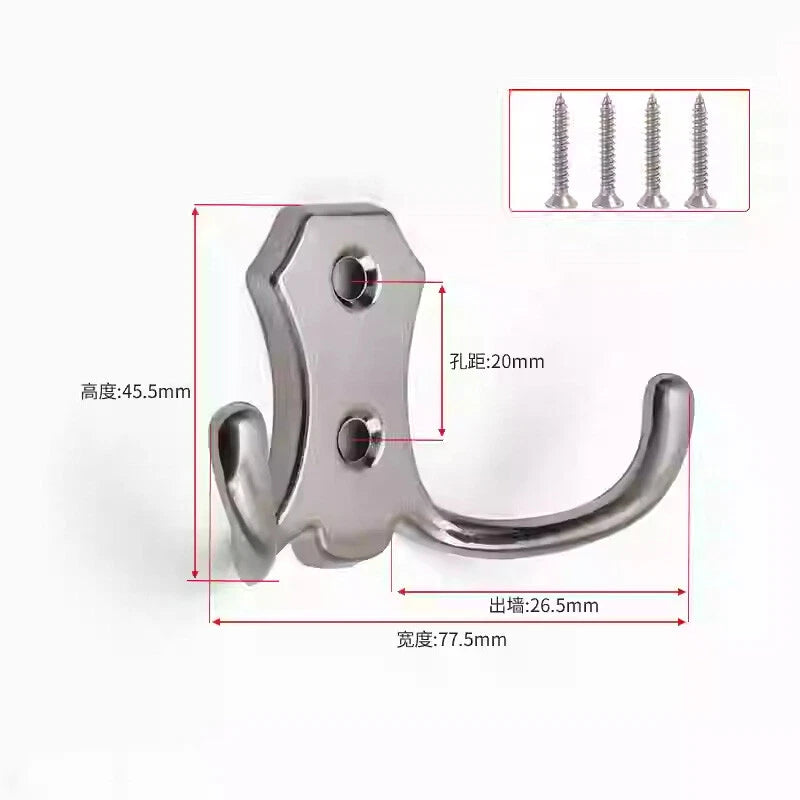 Double Hat Coat Hooks Hanger Door Wall Cloth Towel Holder Organiser Rack Robe