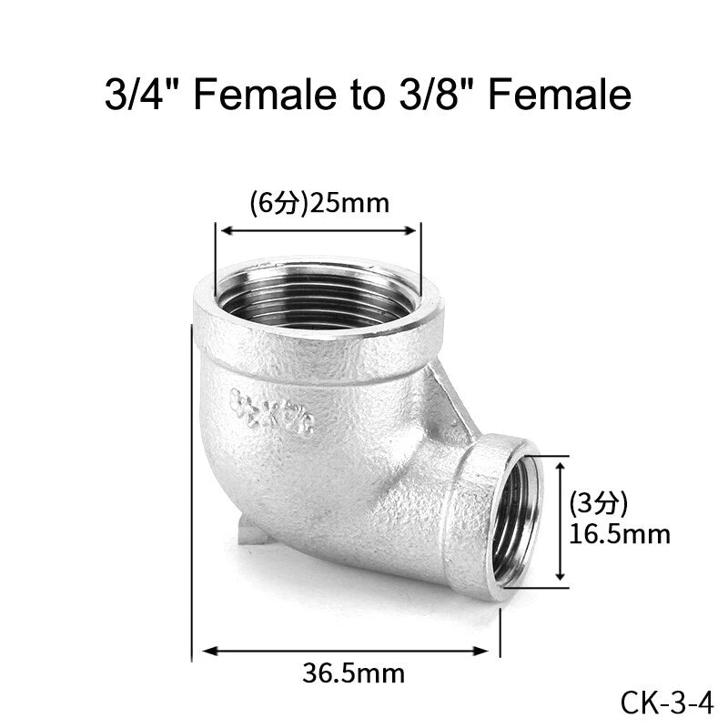 Stainless Steel BSP Reducer 90° Elbow Fittings — 1/8" to 1" Male & Female