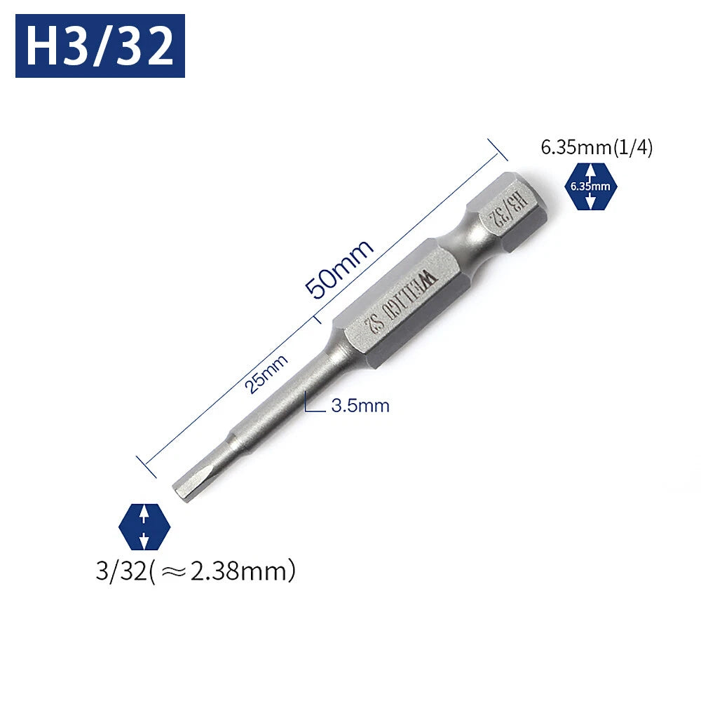 Hex Head Allen Wrench Drill Bit Set 1/4 hex shank Inch 1/8 5/32 3/16 7/32 3/32