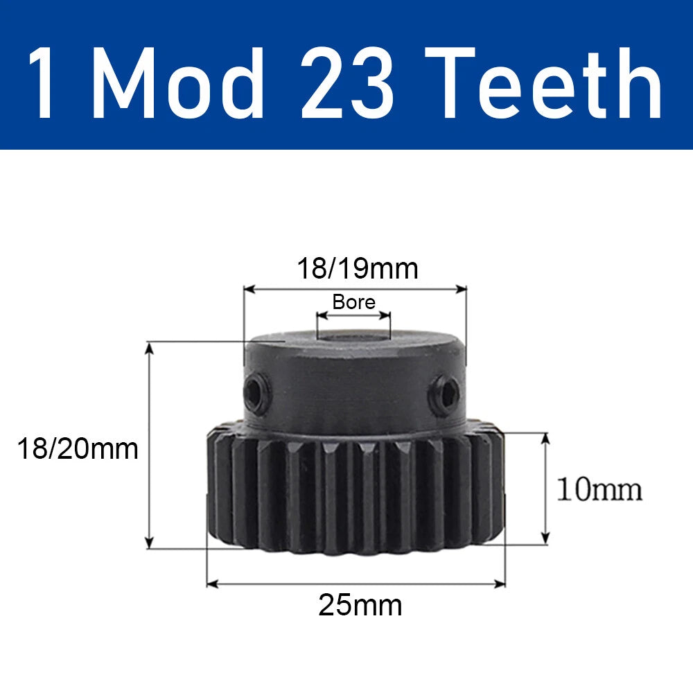 Spur Gear 1 Modulus, 10 to 25 Teeth, Transmission Gears Pitch 3.14mm Motor Gear