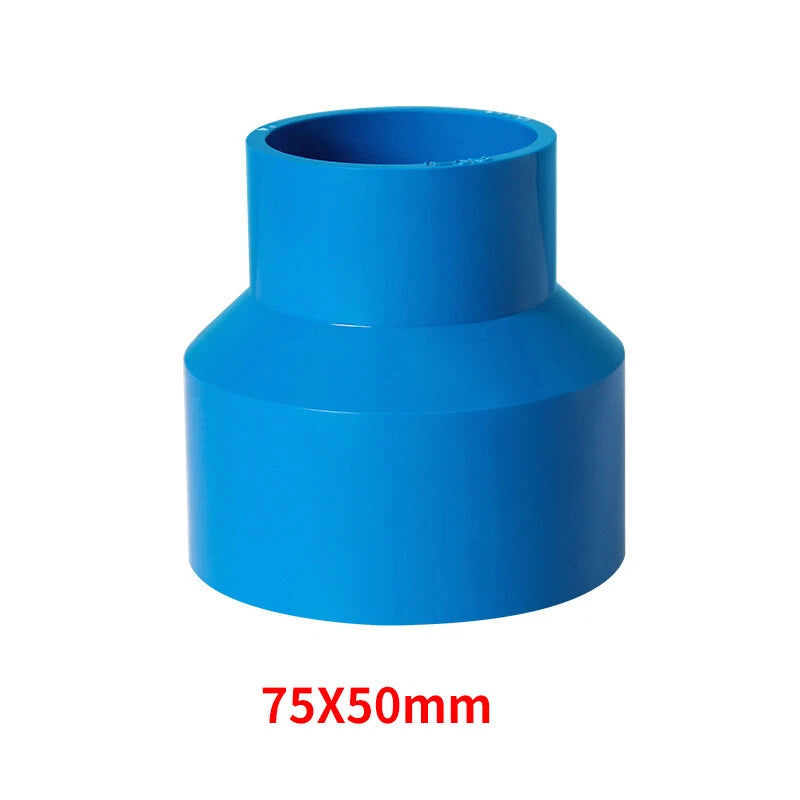PVC Pipe Reducing Plumbing Concentric Connector 25-90mm Coupling Fittings Blue