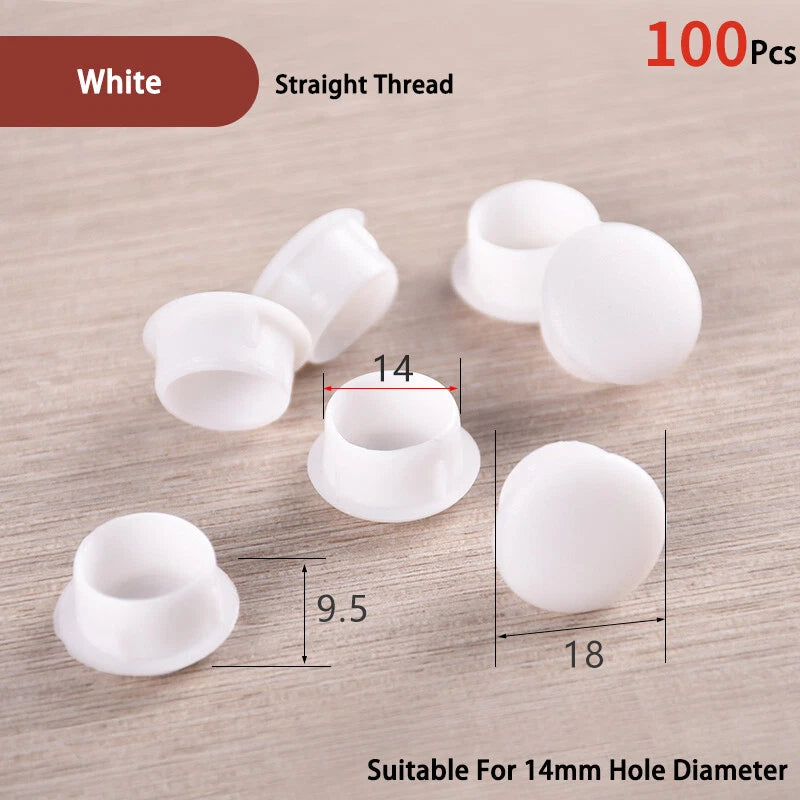 Plastic Screw Hole Cover Caps – For 5mm to 16mm Holes (100-Pack) – Multiple Colors